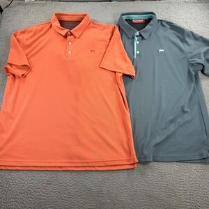 Simms Polo Shirt Mens XL Orange Gray Fishing Performance Short Sleeve Lot of 2
